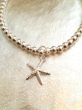 Load image into Gallery viewer, Large Sterling Silver Starfish Bracelet, 925 Sterling Silver Bead Bracelet