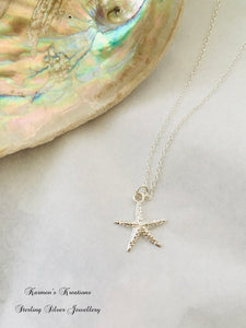 925 Sterling Silver Starfish Necklace,  Dainty Silver Necklace, Silver Starfish Jewellery
