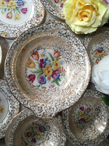 H&K Tunstall, Large Serving Bowl with Handles Salad Bowl. c1933-1942. ’Old English Needlepoint’ pattern