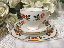 Load image into Gallery viewer, Crown Royal, vintage orange rose tea cup trio set. c.1930s