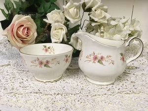 Duchess, "Glen 316" pattern, pink flowers, Creamer and Sugar Bowl c.1960s