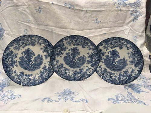 Antique Blue and White Pearlware plates c.1890 Three blue and white plates