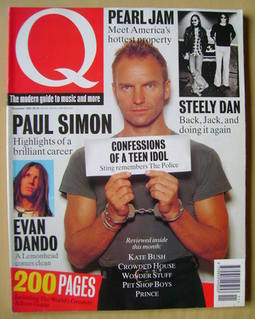 Q Magazine November 1993 Issue 86 Sting front cover