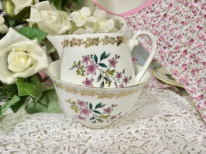 Royal Grafton, Spring flowers, Gold Floral Vintage Creamer and Sugar Bowl.
