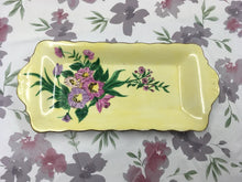 Load image into Gallery viewer, Vintage Sandwich Tray, lemon yellow floral vintage Sandwich Rectangle Plate, Signed Stamped. Staffordshire Vintage Dining, Sandwich Tray