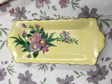 Load image into Gallery viewer, Vintage Sandwich Tray, lemon yellow floral vintage Sandwich Rectangle Plate, Signed Stamped. Staffordshire Vintage Dining, Sandwich Tray
