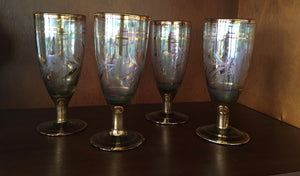 Antique Gold Stemmed Wine Glasses