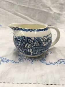 Barratts of Staffordshire Blue & White, Creamer milk jug c.1898 made in England Trademark Barratts ceramics blue flow c1920s