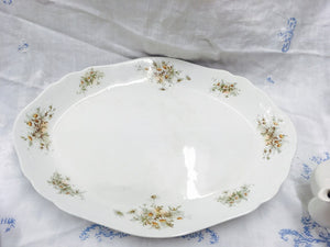 Large White Ironstone Platter, 18 inch Large floral Antique White Ironstone Platter, Heavy ironstone