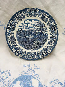 Blue and White 10 inch plate, Rare Myott Meakin European Castles c1970s